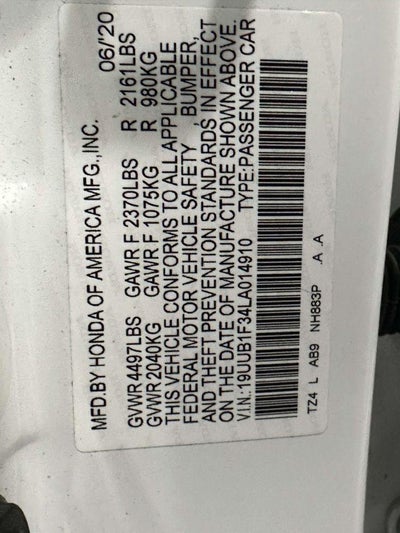 2020 Acura TLX Standard