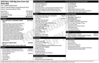 2025 RAM 1500 Big Horn Crew Cab 4x4 57' Box