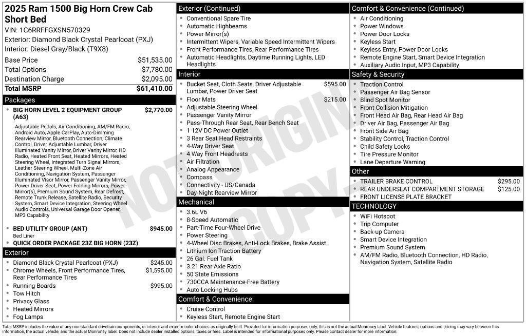 2025 RAM 1500 Big Horn Crew Cab 4x4 57' Box