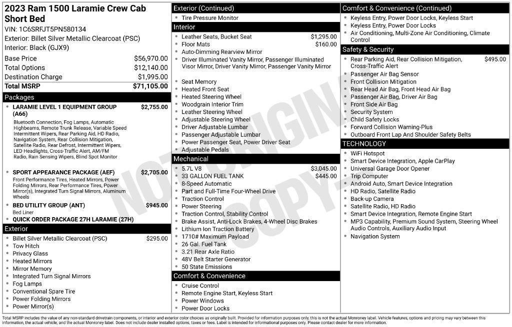 2023 RAM 1500 Laramie Crew Cab 4x4 57' Box