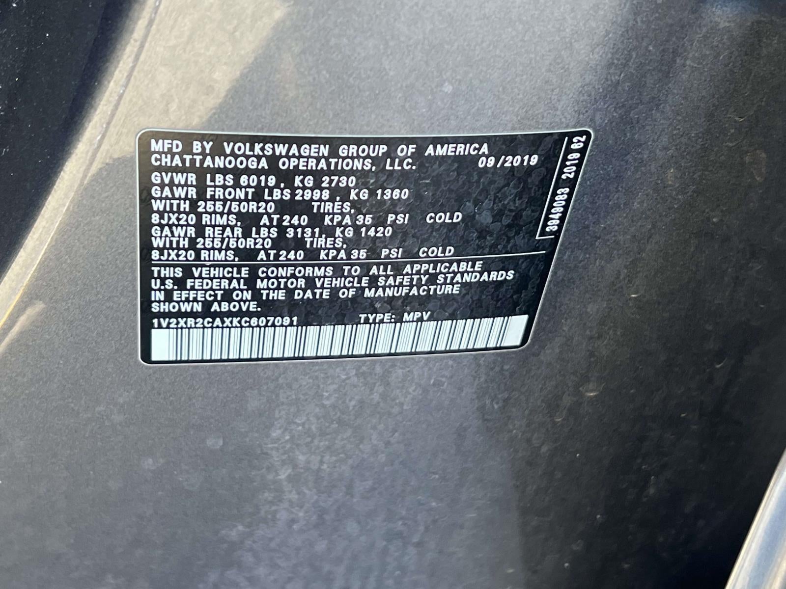 2019 Volkswagen Atlas 3.6L V6 SE w/Technology R-Line