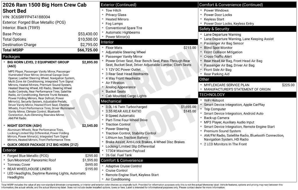 2026 RAM 1500 Big Horn Crew Cab 4x4 57' Box