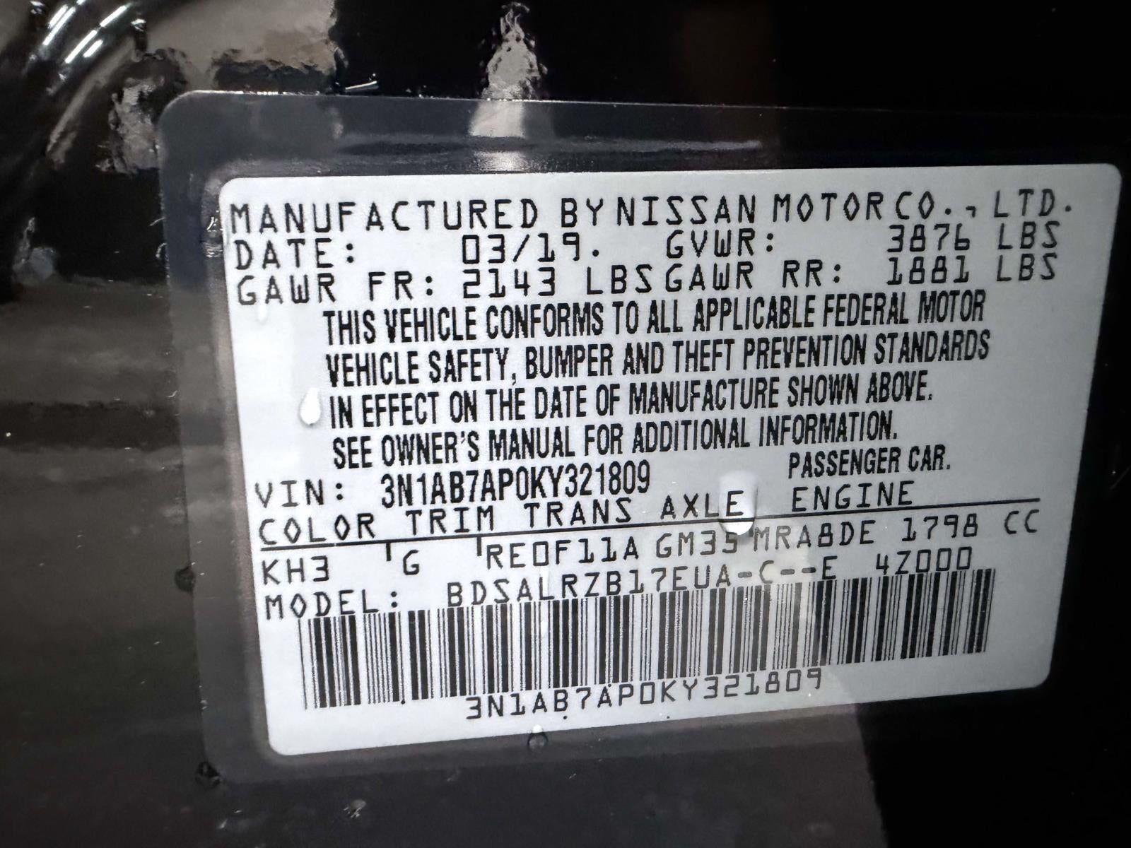 2019 Nissan Sentra SR