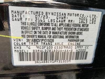 2023 Nissan Sentra SV Xtronic CVT