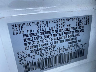 2021 Nissan Sentra SV Xtronic CVT