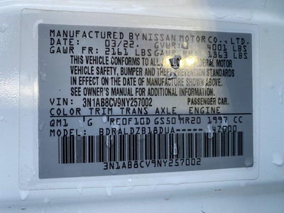 2022 Nissan Sentra SV Xtronic CVT