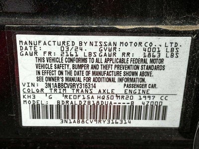 2024 Nissan Sentra SV Xtronic CVT