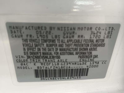 2022 Nissan Versa 1.6 SV Xtronic CVT