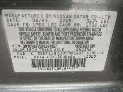 2023 Nissan Versa 1.6 SR Xtronic CVT