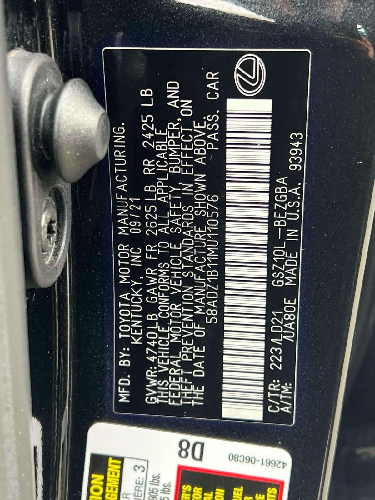 2021 Lexus ES 350 350