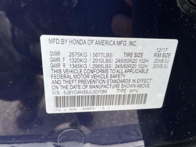 2018 Acura MDX w/Technology Package AcuraWatch Plus Pkg