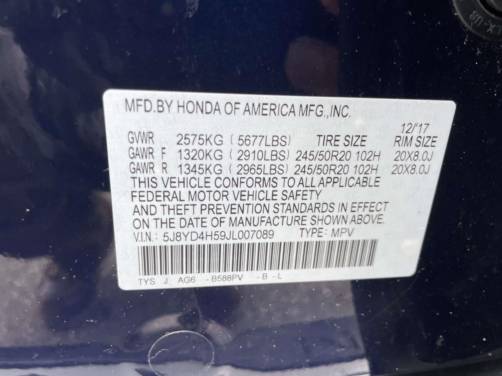 2018 Acura MDX w/Technology Package AcuraWatch Plus Pkg