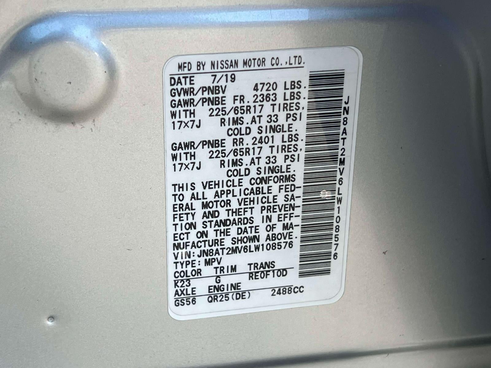 2020 Nissan Rogue S Intelligent AWD