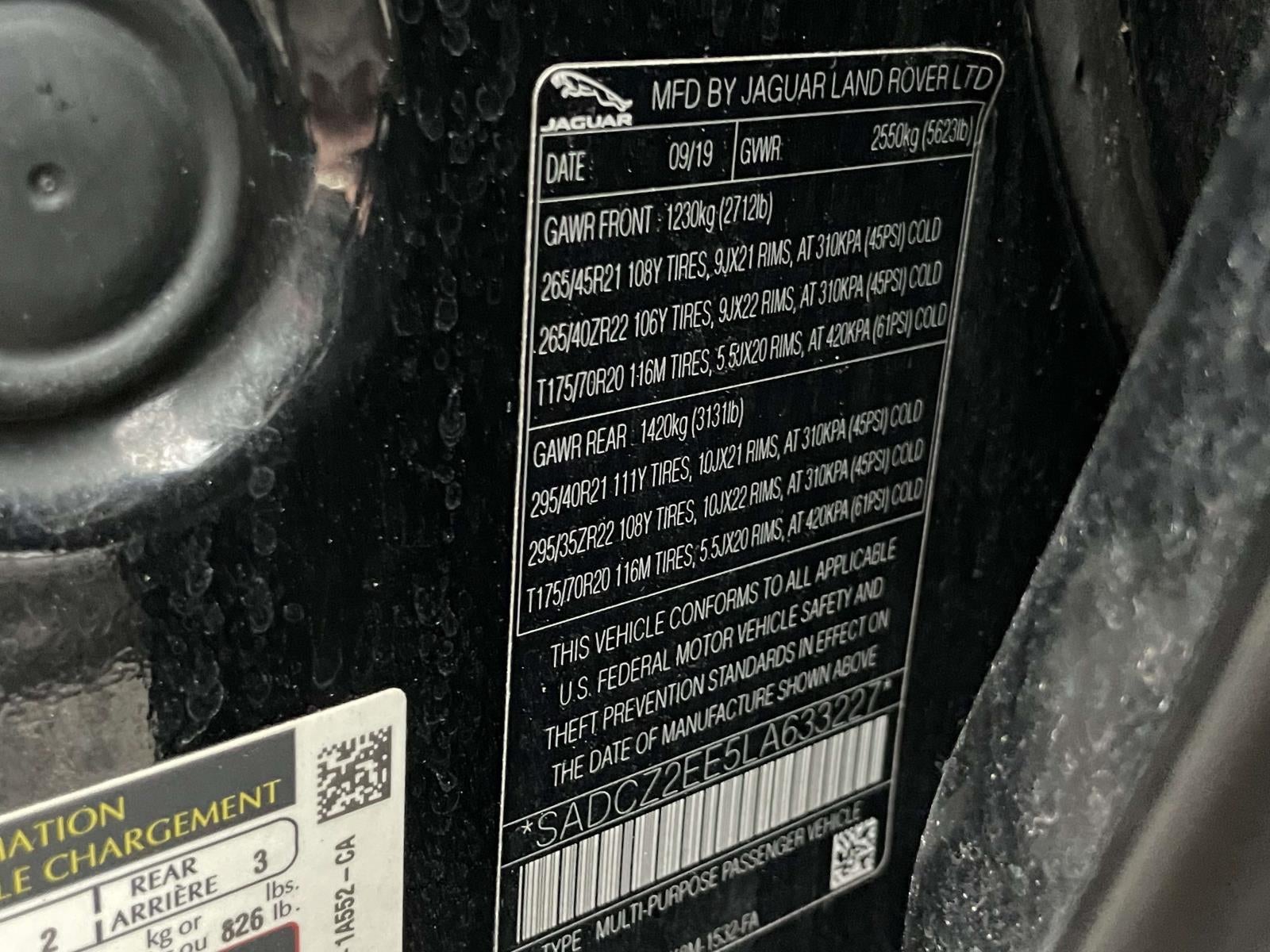 2020 Jaguar F-PACE SVR P550 AWD Automatic