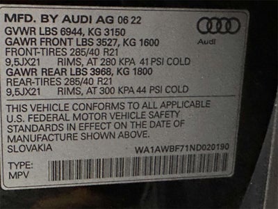 2022 Audi SQ7 Premium Plus TFSI quattro Tiptronic