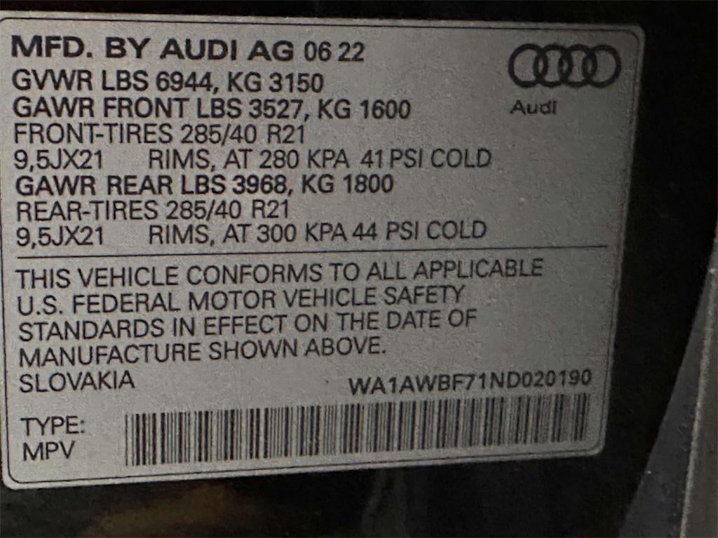 2022 Audi SQ7 Premium Plus TFSI quattro Tiptronic