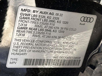 2022 Audi Q3 Premium 45 TFSI S line quattro Tiptronic