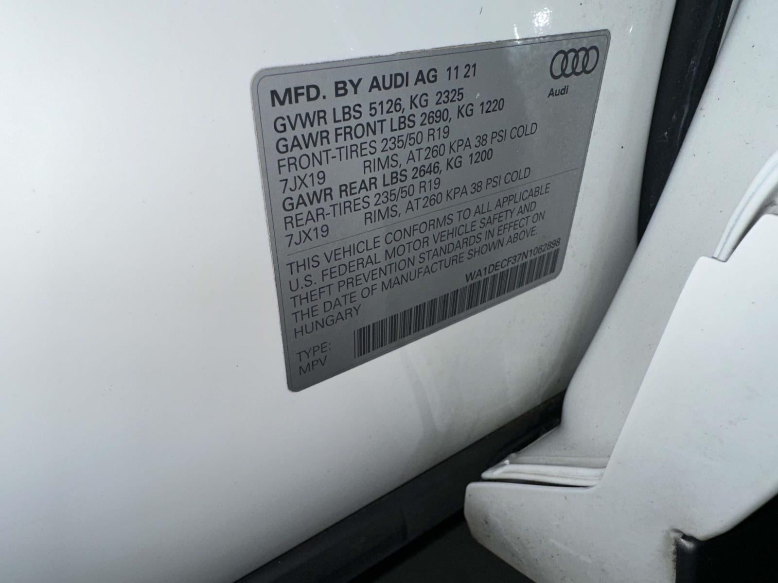 2022 Audi Q3 Premium 45 TFSI S line quattro Tiptronic