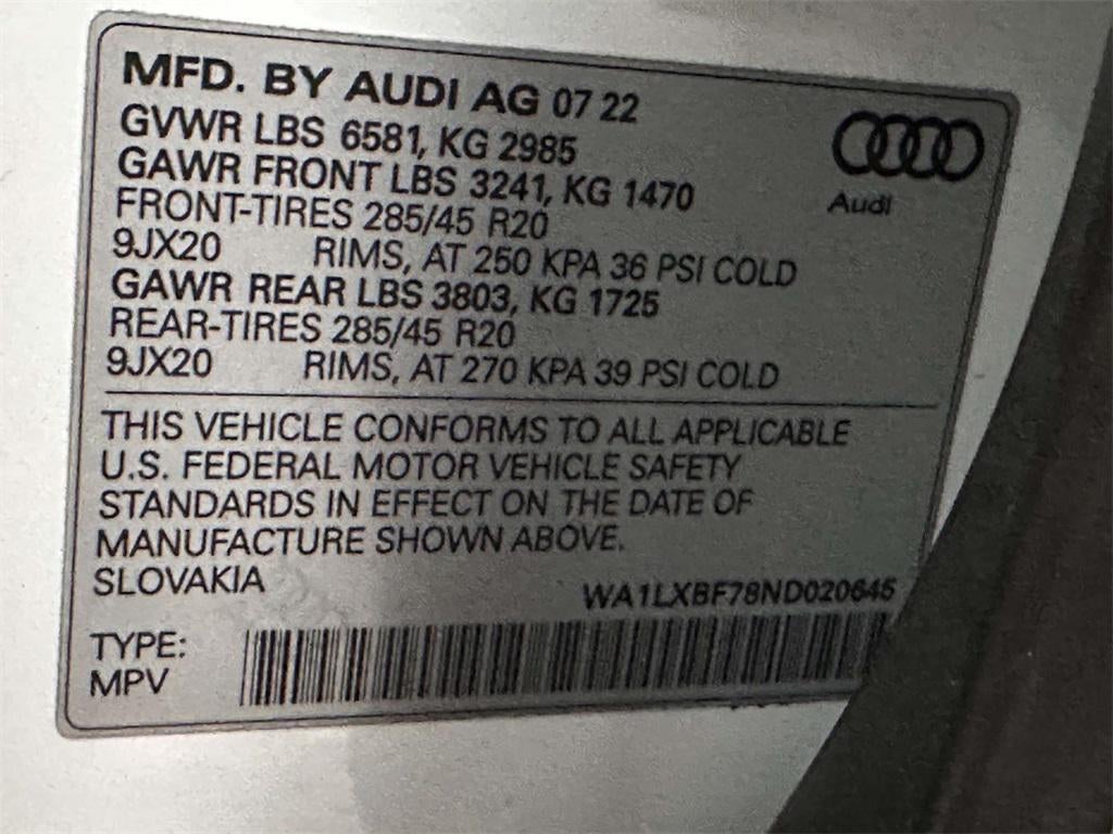 2022 Audi Q7 Premium Plus 55 TFSI quattro Tiptronic