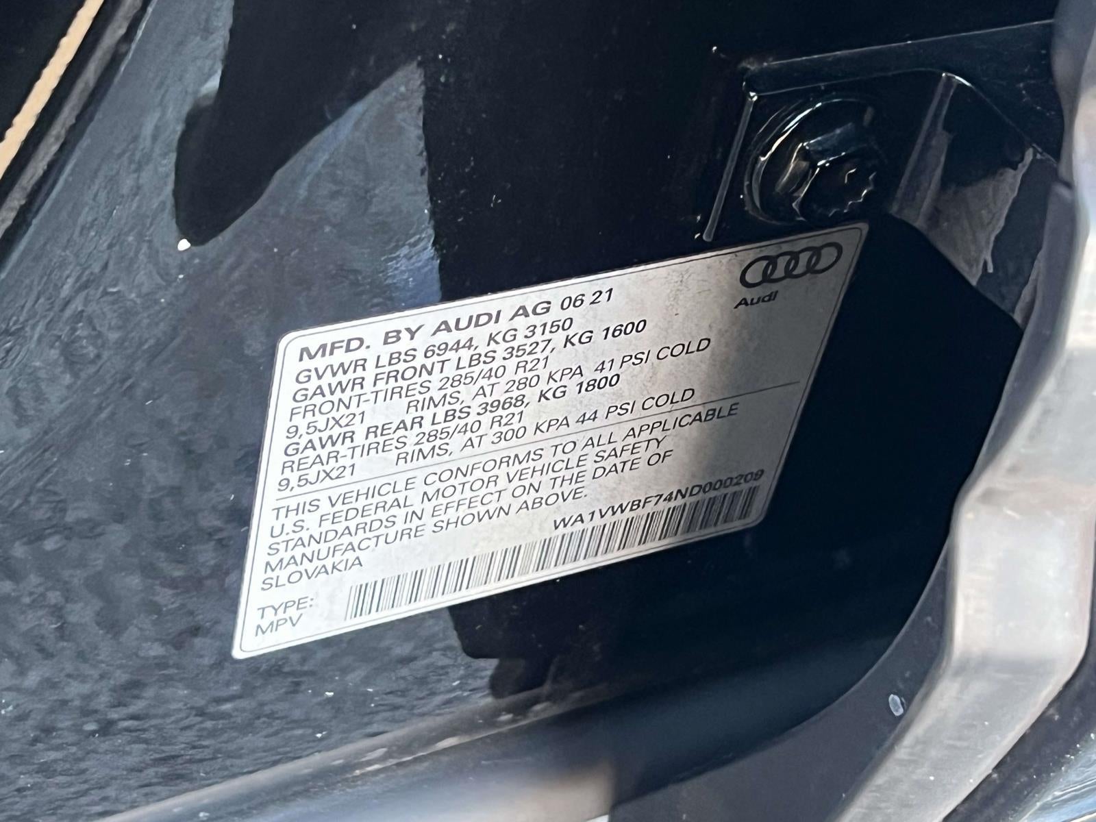 2022 Audi SQ7 Prestige TFSI quattro Tiptronic