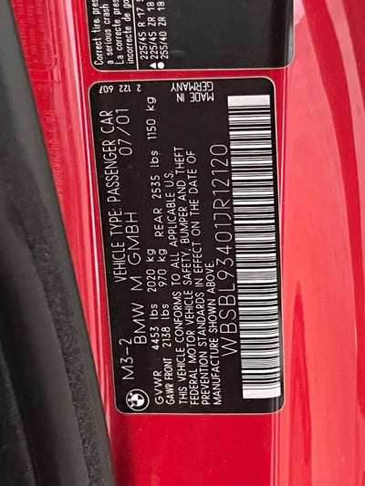 2001 BMW M3 6 Speed Manual